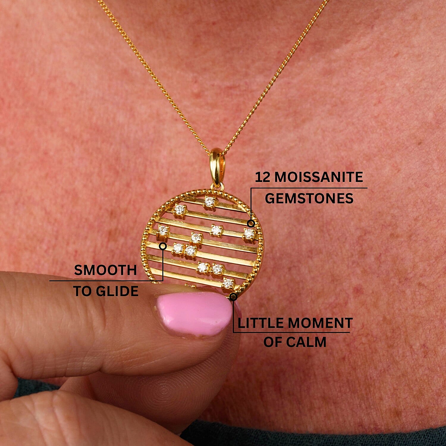 Moissanite Pendant with Chain (Size 18) in Yellow Gold Plated Sterling Silver